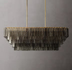 Sirene Clear/Smoke Glass Rectangular Chandelier 59"