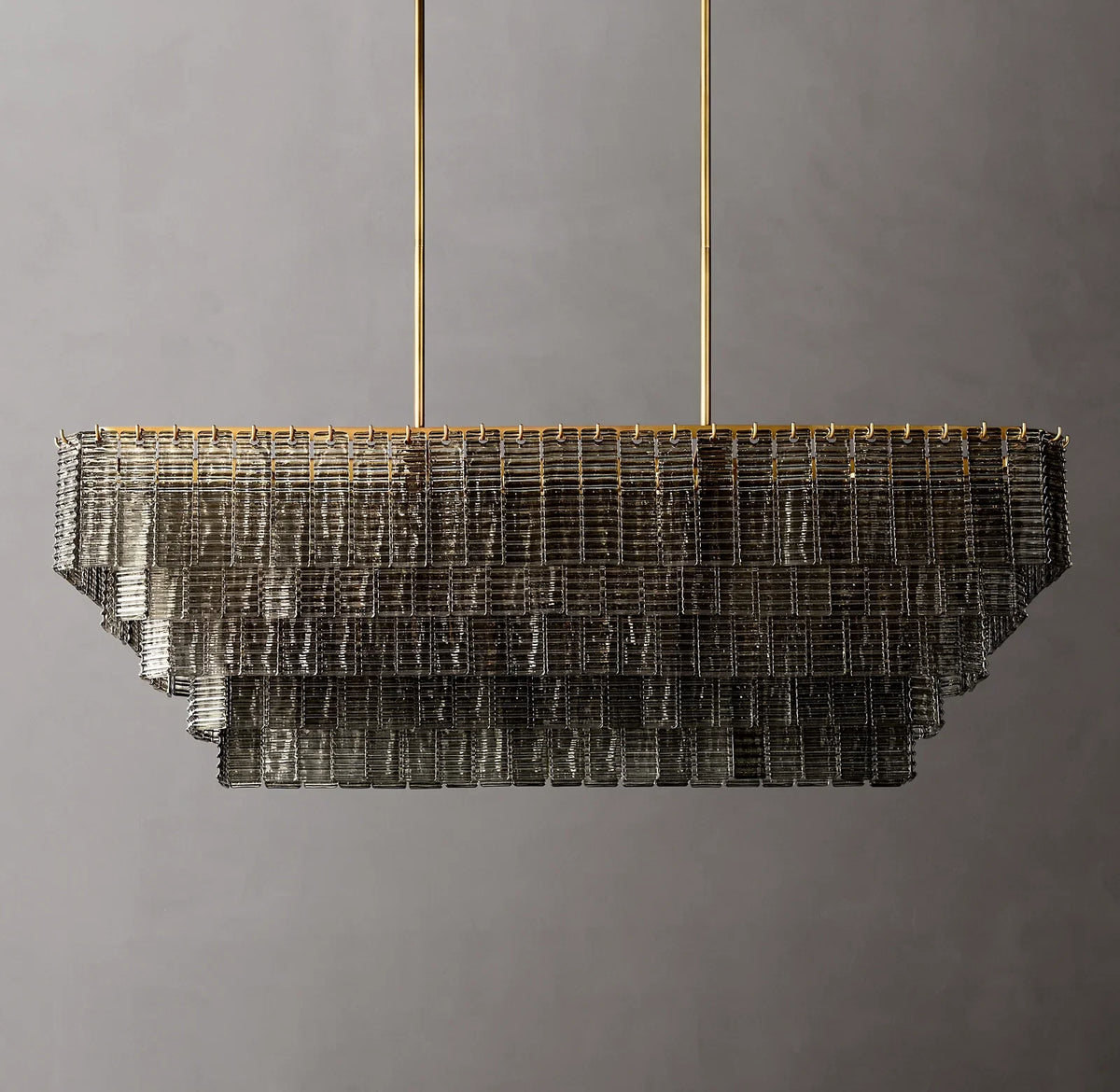 Sirene Clear/Smoke Glass Rectangular Chandelier 59"