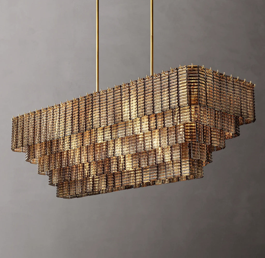 Sirene Clear/Smoke Glass Rectangular Chandelier 59"