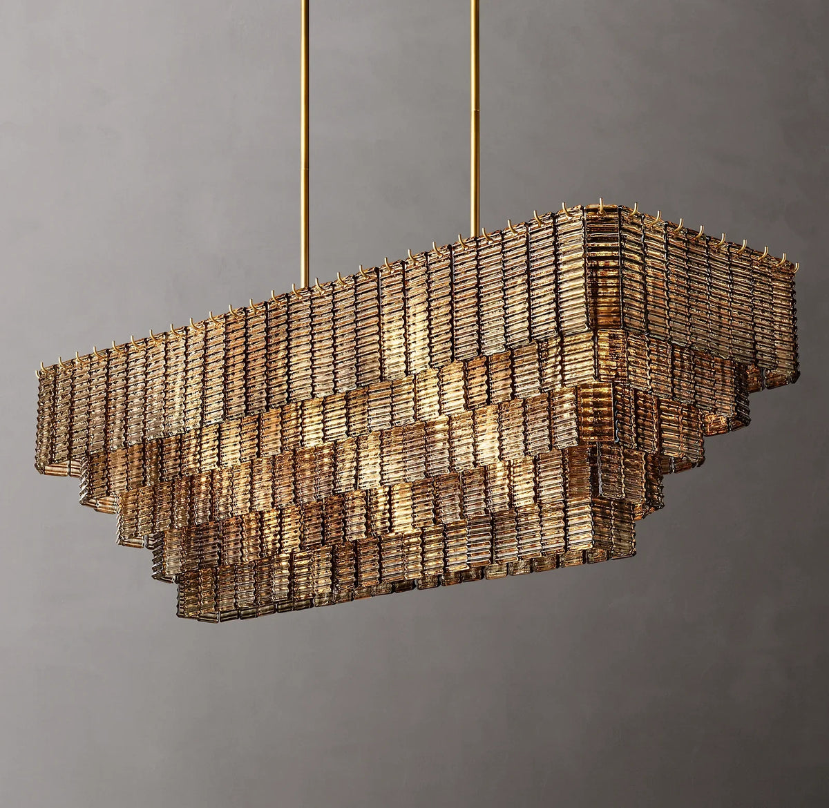 Sirene Clear/Smoke Glass Rectangular Chandelier 59"