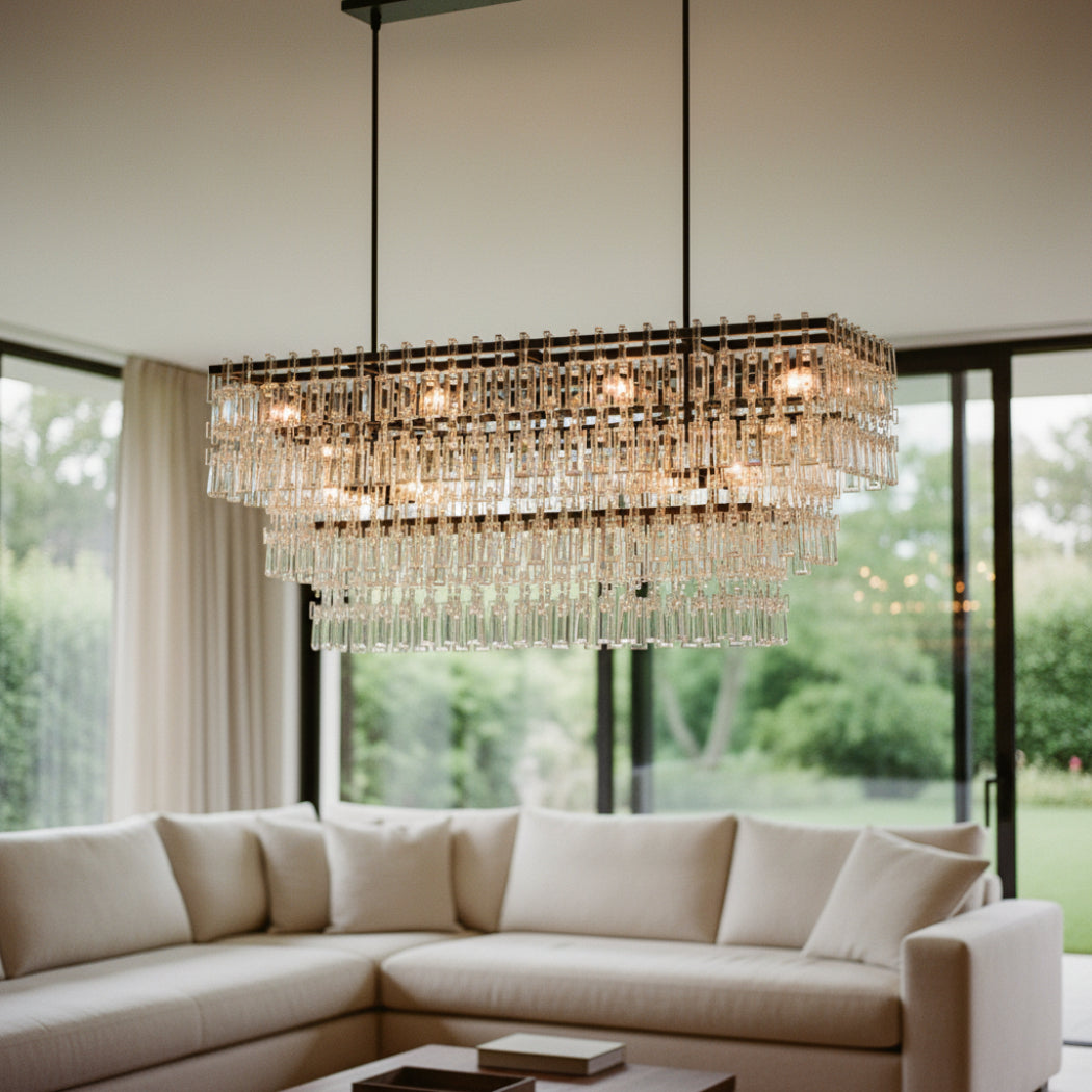 Marignans Tiered Rectangular K9 Crystal Chandelier