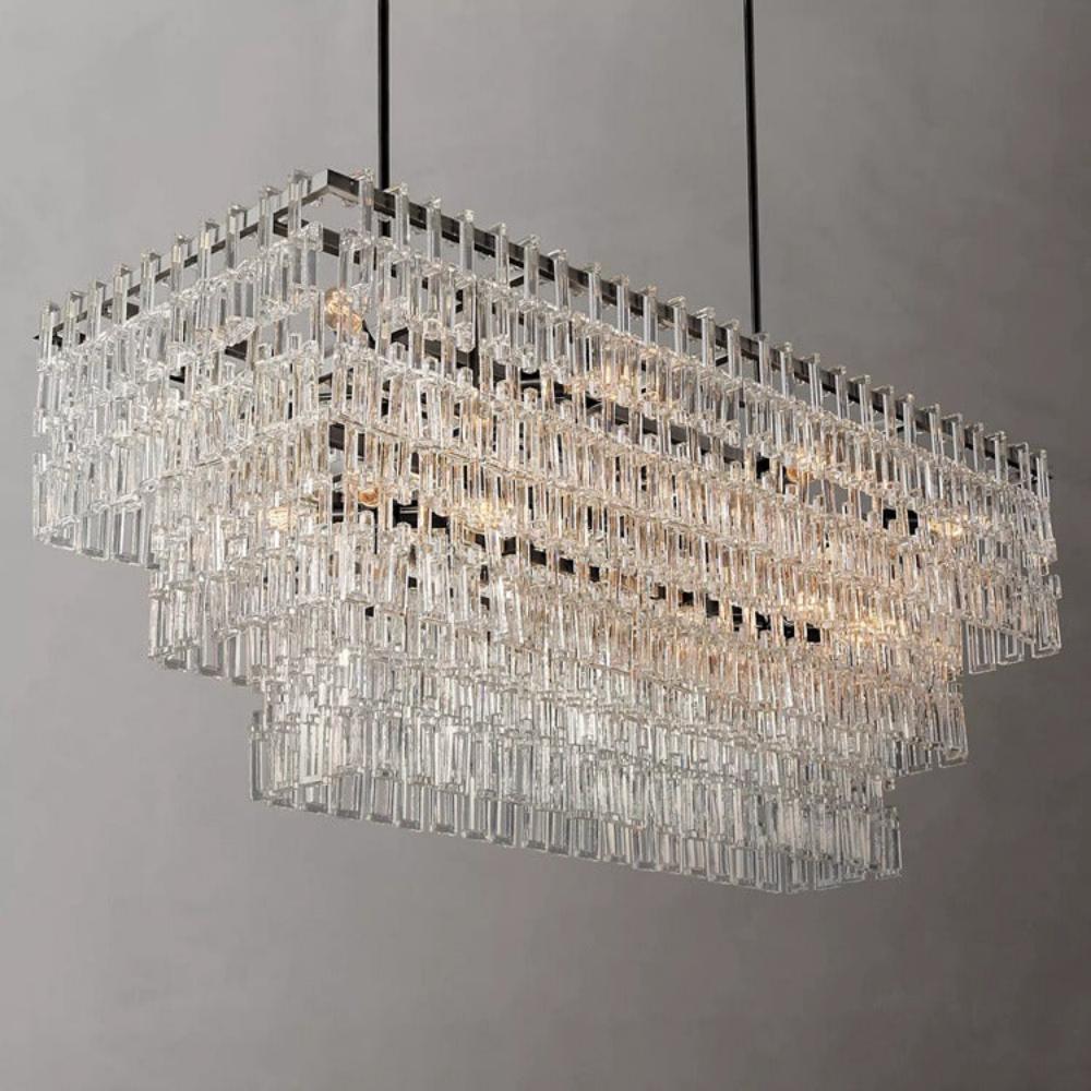 Marignans Tiered Rectangular K9 Crystal Chandelier