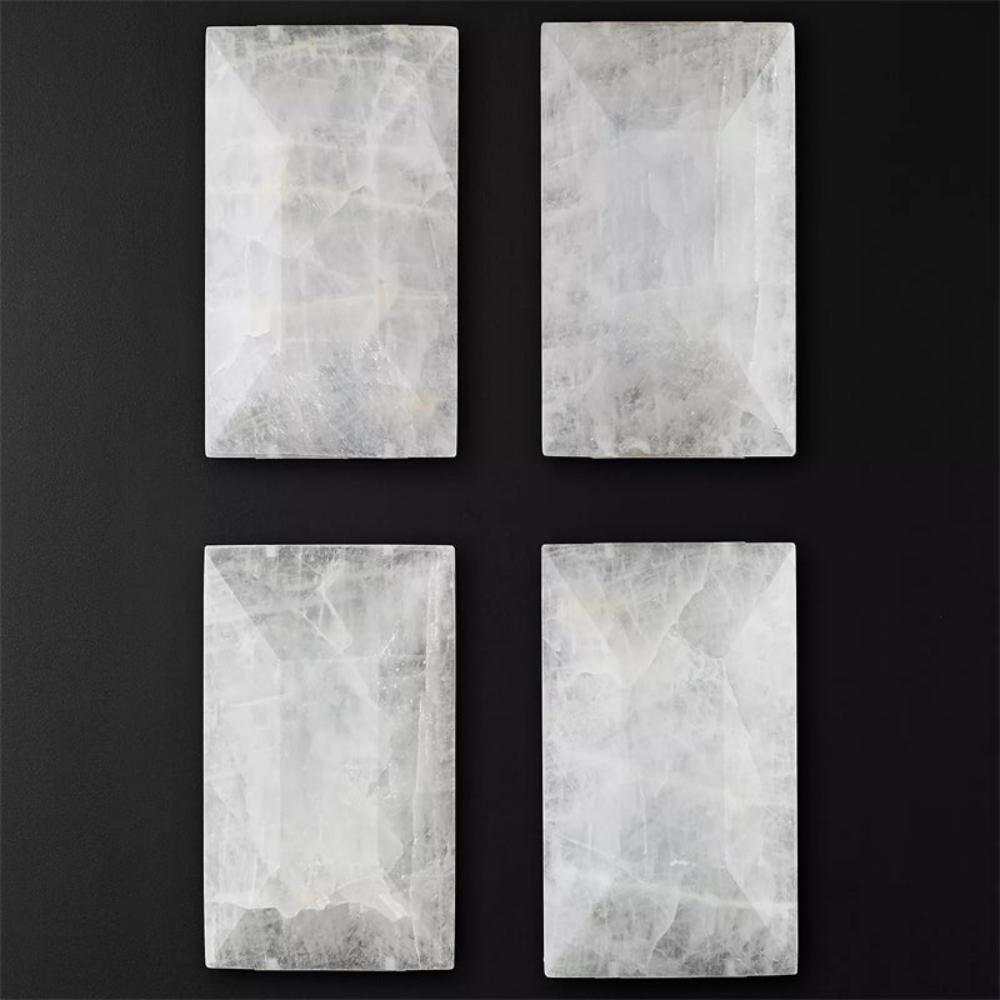 Harlow Calcite Rectangular Chandelier 74" with Stone Shades