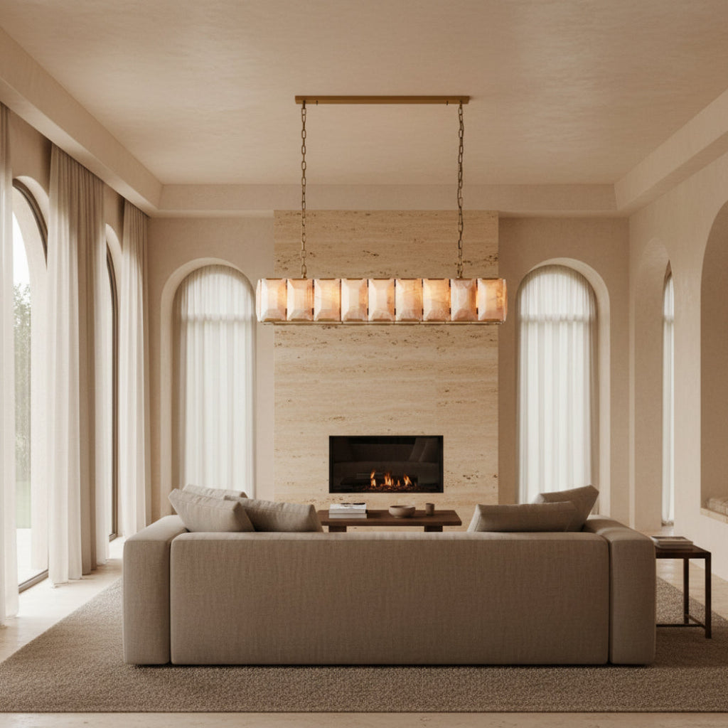 Harlow Calcite Rectangular Chandelier 62"
