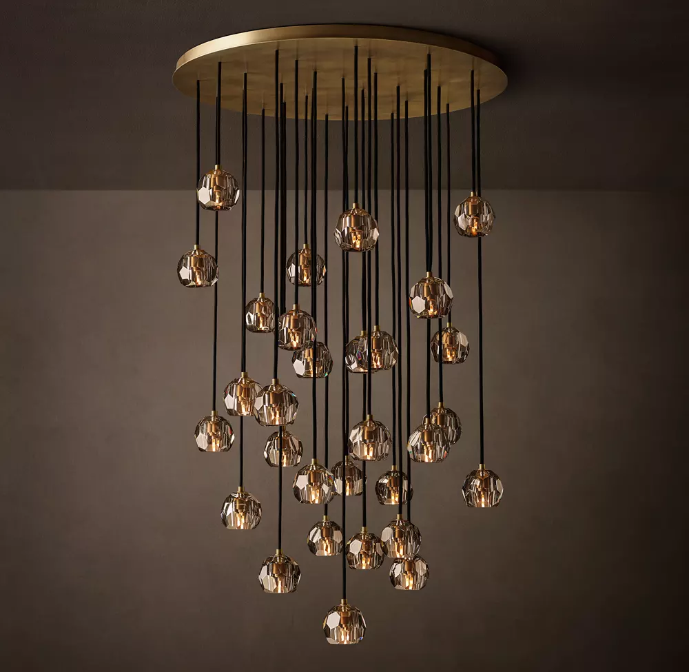 Boule De Cristal Smoke Crystal Cluster Chandelier 30"