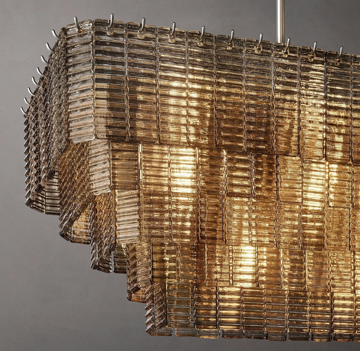 Sirene Clear/Smoke Glass Rectangular Chandelier 59"