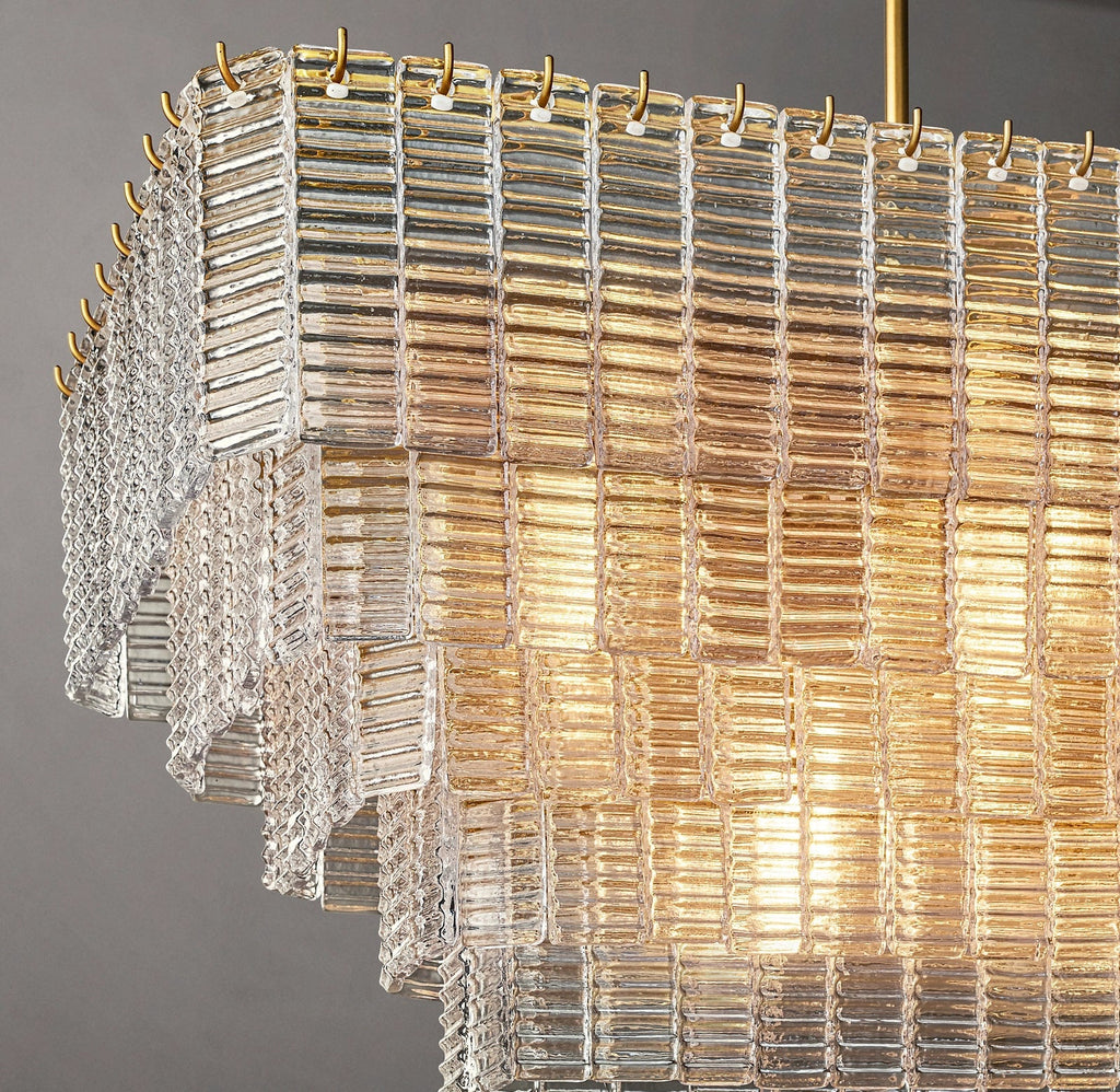 Sirene Clear/Smoke Glass Rectangular Chandelier 59"