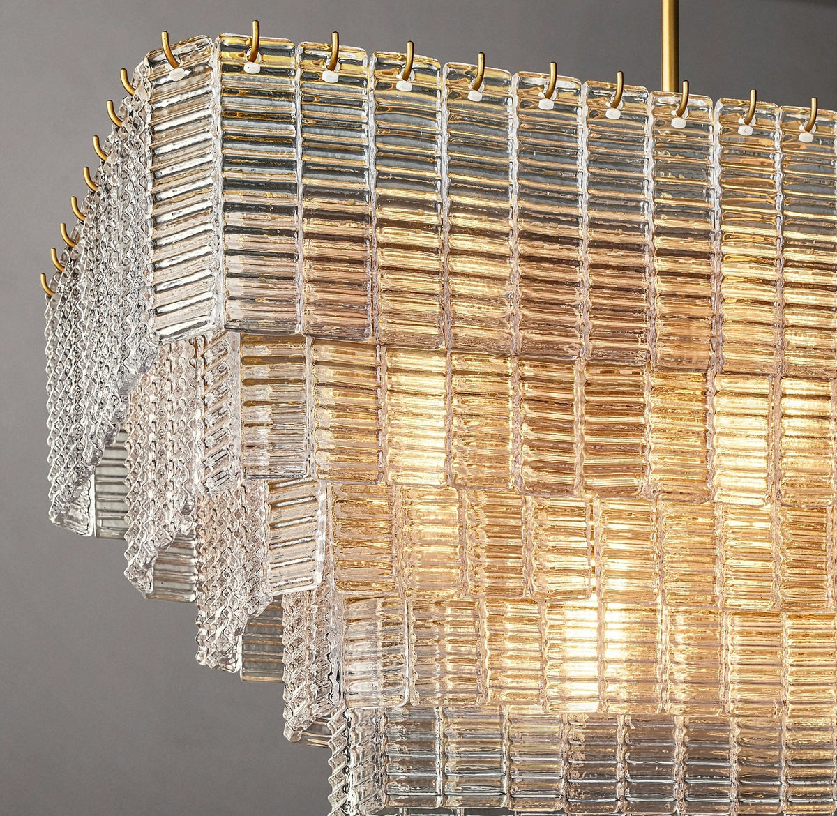 Sirene Clear/Smoke Glass Rectangular Chandelier 59"