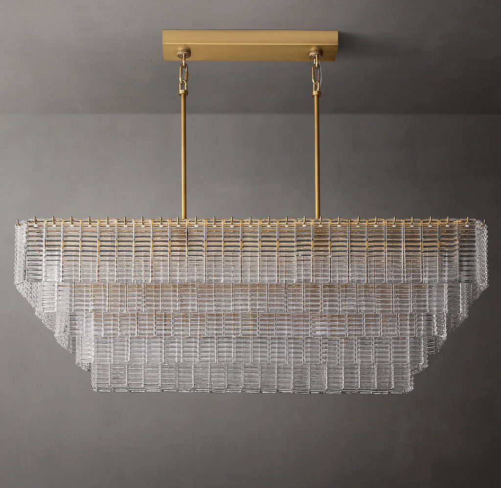 Sirene Clear/Smoke Glass Rectangular Chandelier 59"