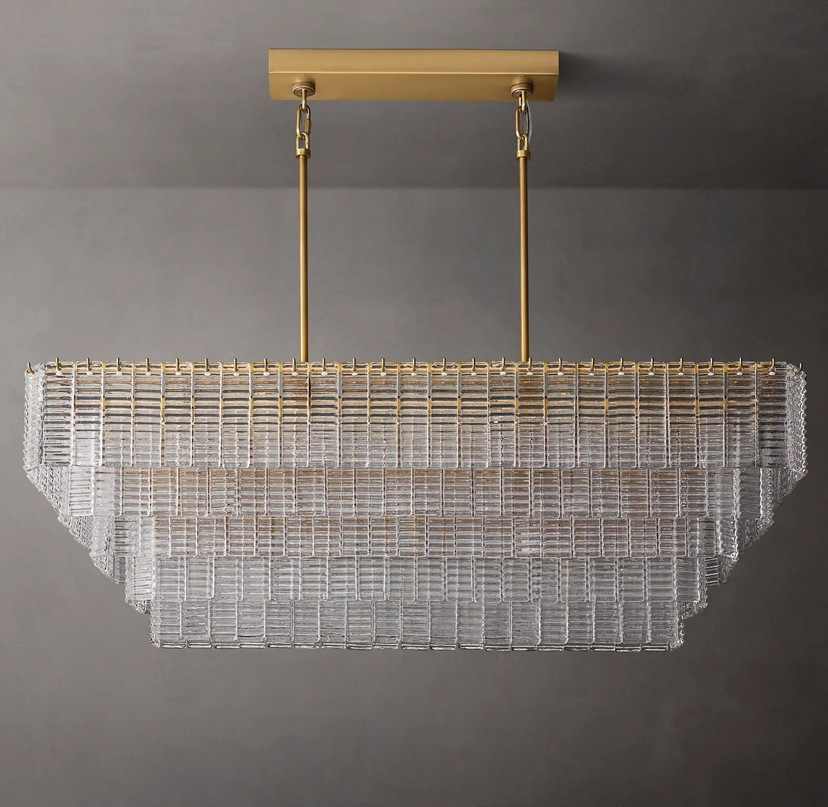 Sirene Clear/Smoke Glass Rectangular Chandelier 59"