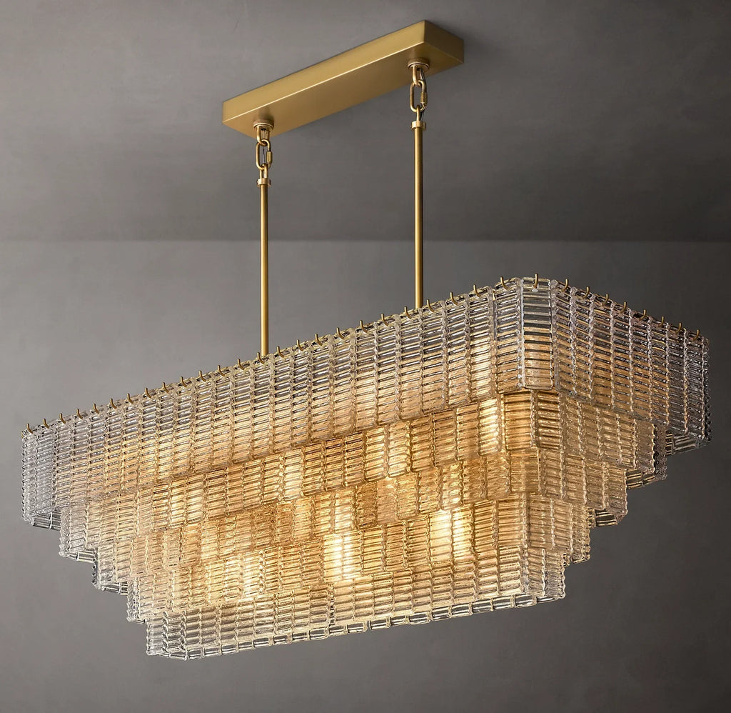 Sirene Clear/Smoke Glass Rectangular Chandelier 59"