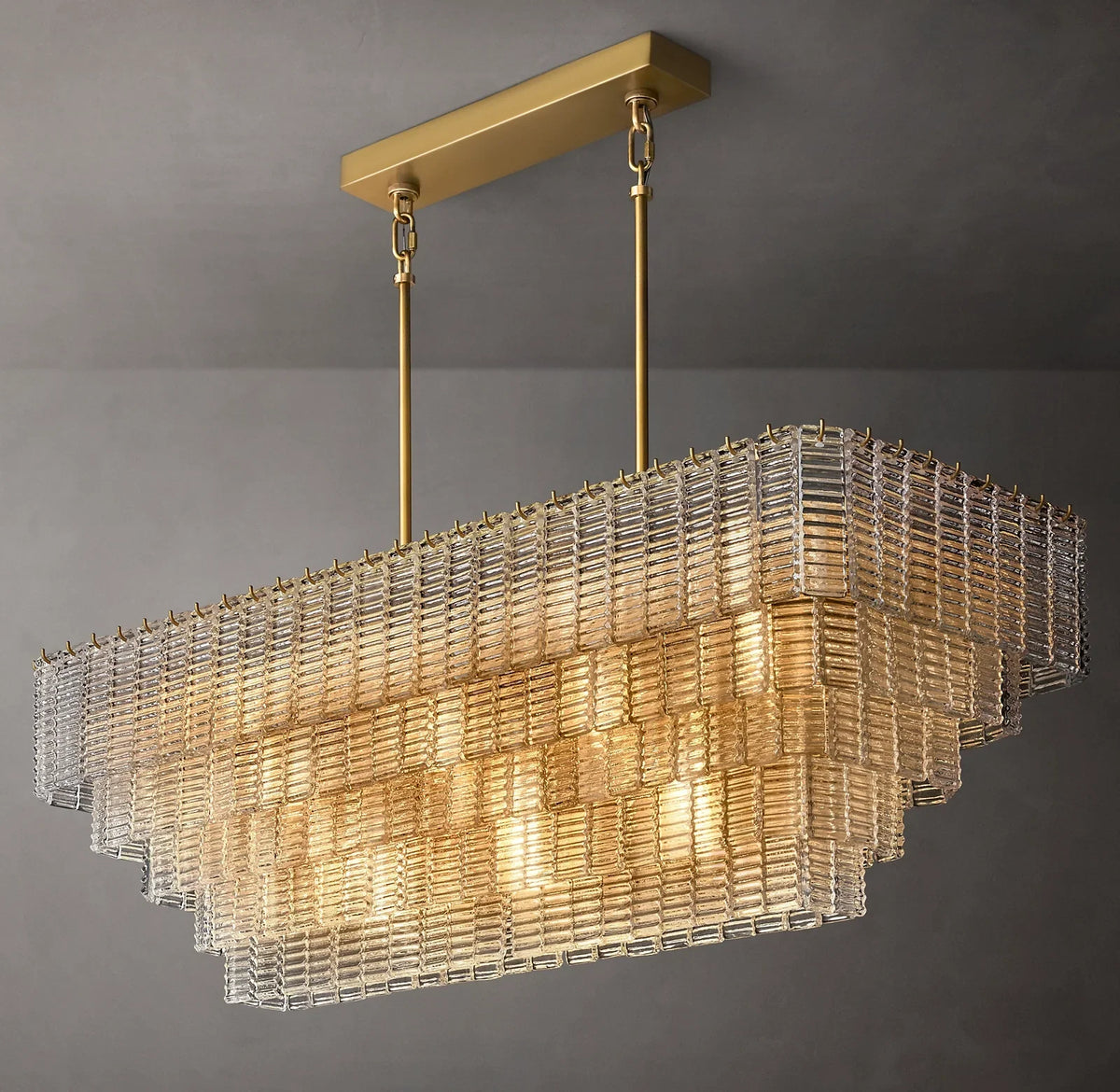 Sirene Clear/Smoke Glass Rectangular Chandelier 59"