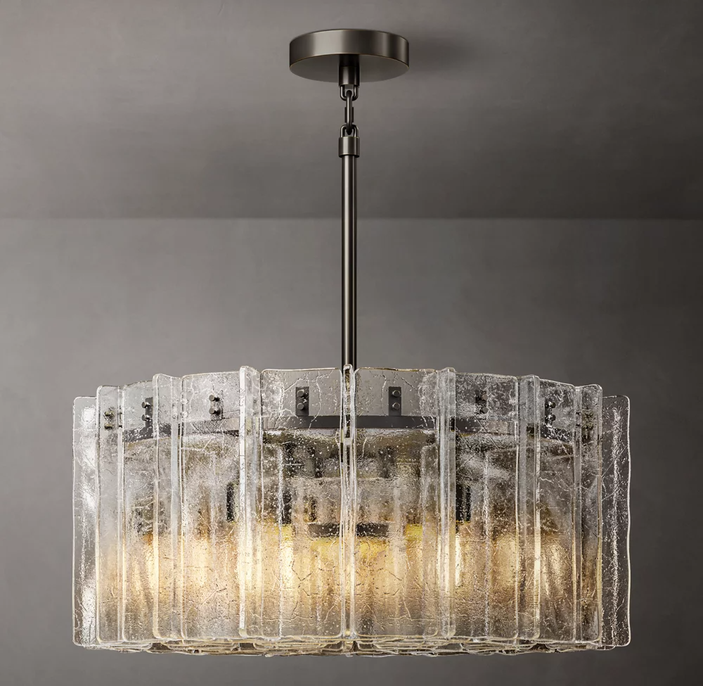 Lattice Round Glass Chandelier 37"/48"