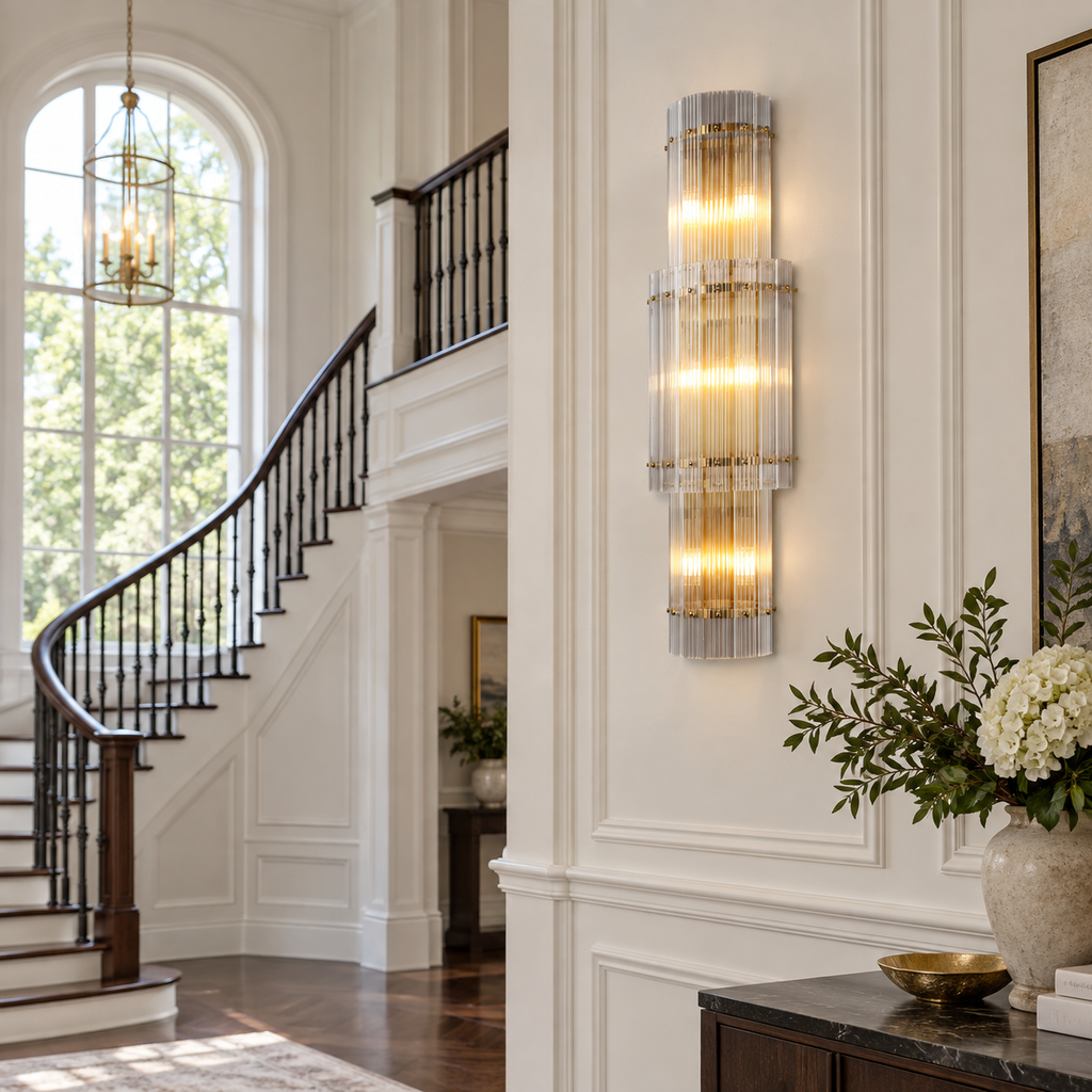 San Marco grand wall sconce in an American villa stair hall