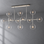 Sierra 72-inch polished nickel linear chandelier angled product view on a textured gray background