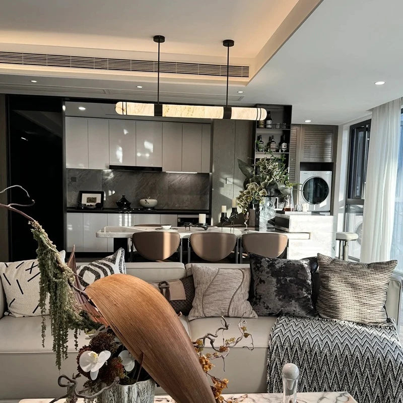 Tullia — Marble and Bronze Linear Chandelier