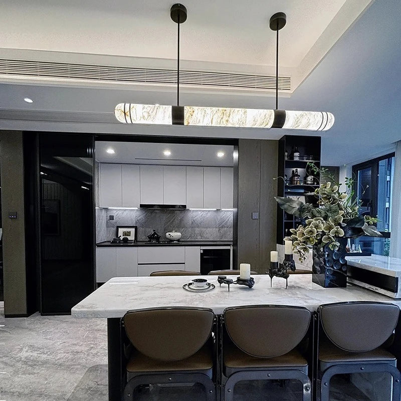 Tullia — Marble and Bronze Linear Chandelier