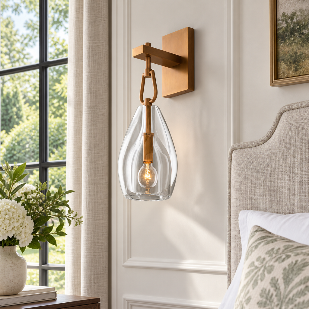 Botanist Flute Wall Sconce — brass lifestyle visualization