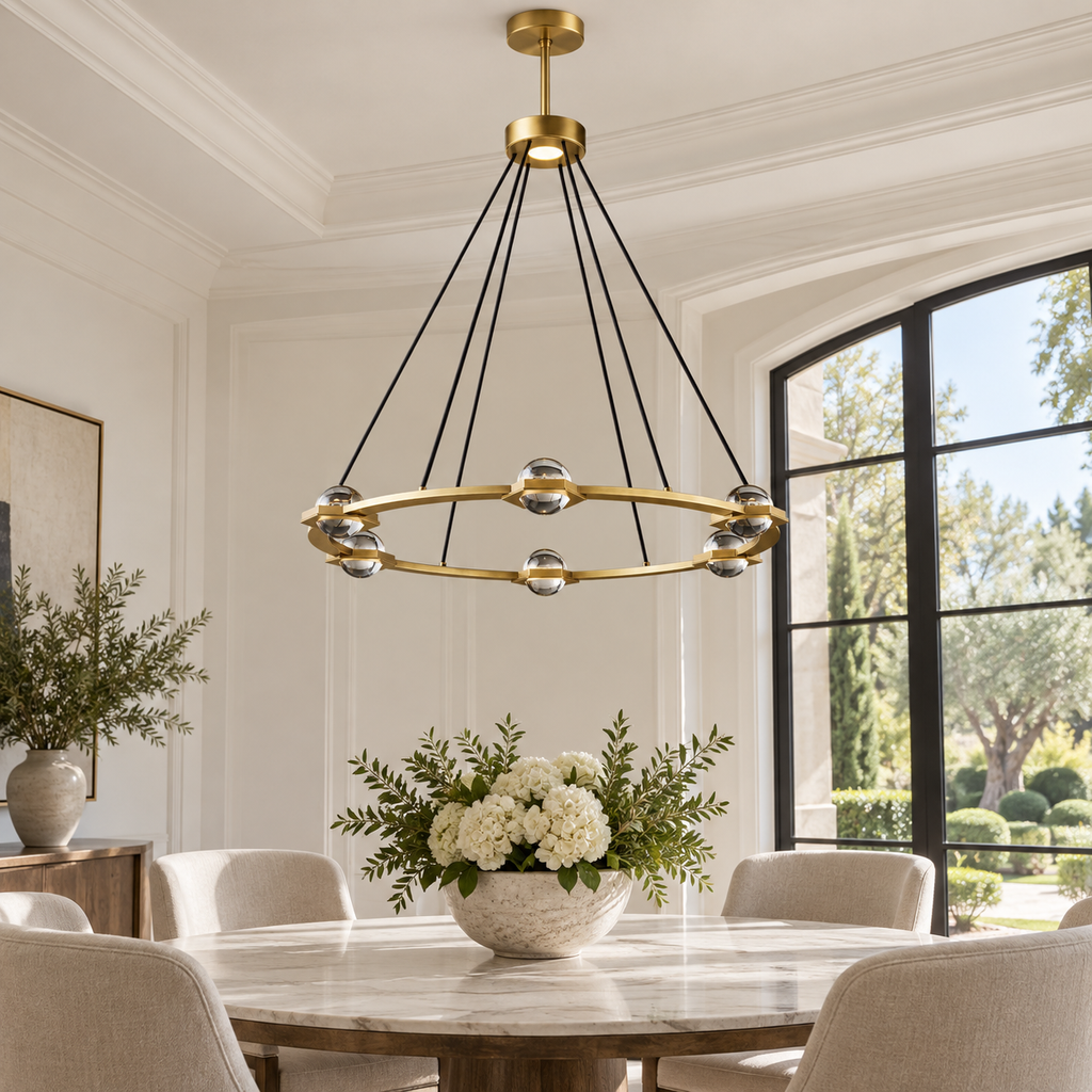Éclatant Planet Round Chandelier — brass lifestyle visualization