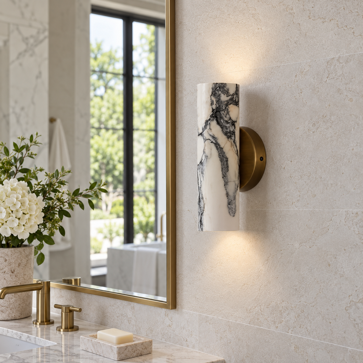 Nephele | Cloudstone Marble Wall Sconce — lifestyle visualization