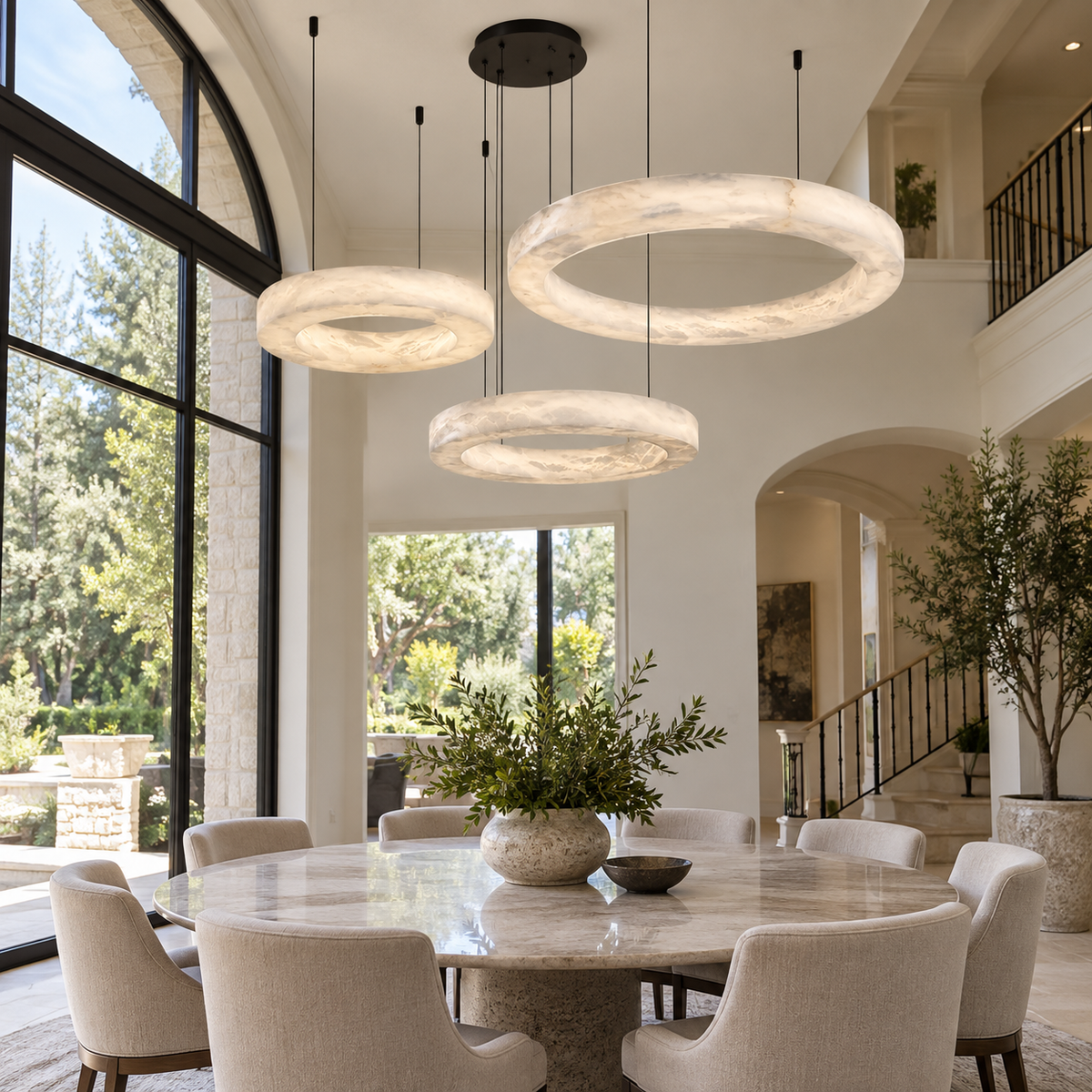 Phoebe | Alabaster Round Chandelier — lifestyle visualization