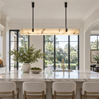 Zeus | Linear Marble Kitchen Island Light — lifestyle visualization