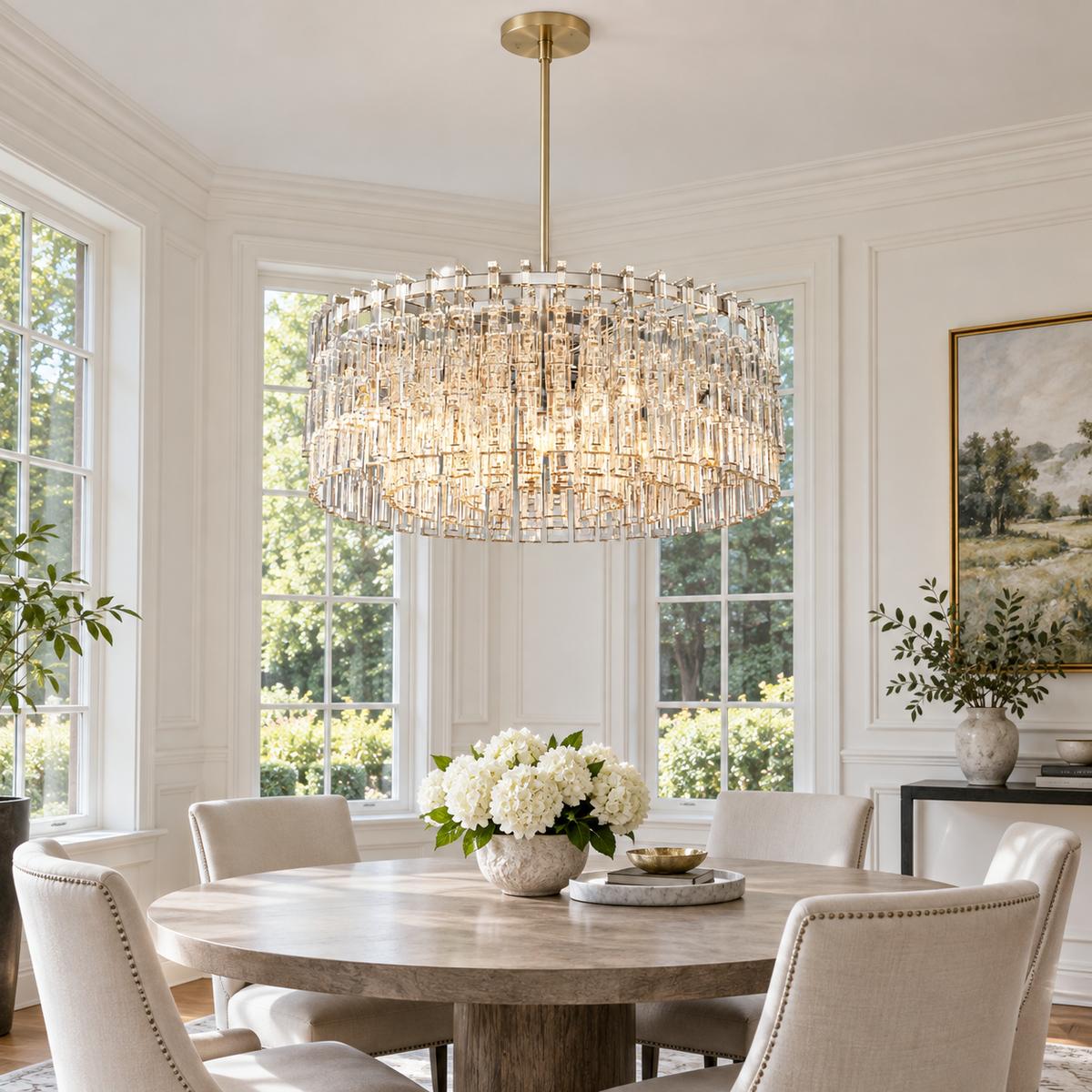 Marignan Round K9 Crystal Chandelier 36" — lifestyle visualization
