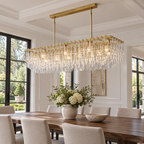 Marignan Rectangular Chandelier 60"/84" — brass lifestyle visualization