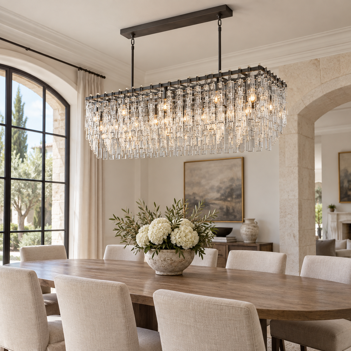 Marignan Rectangular Chandelier 60"/84" — lifestyle visualization