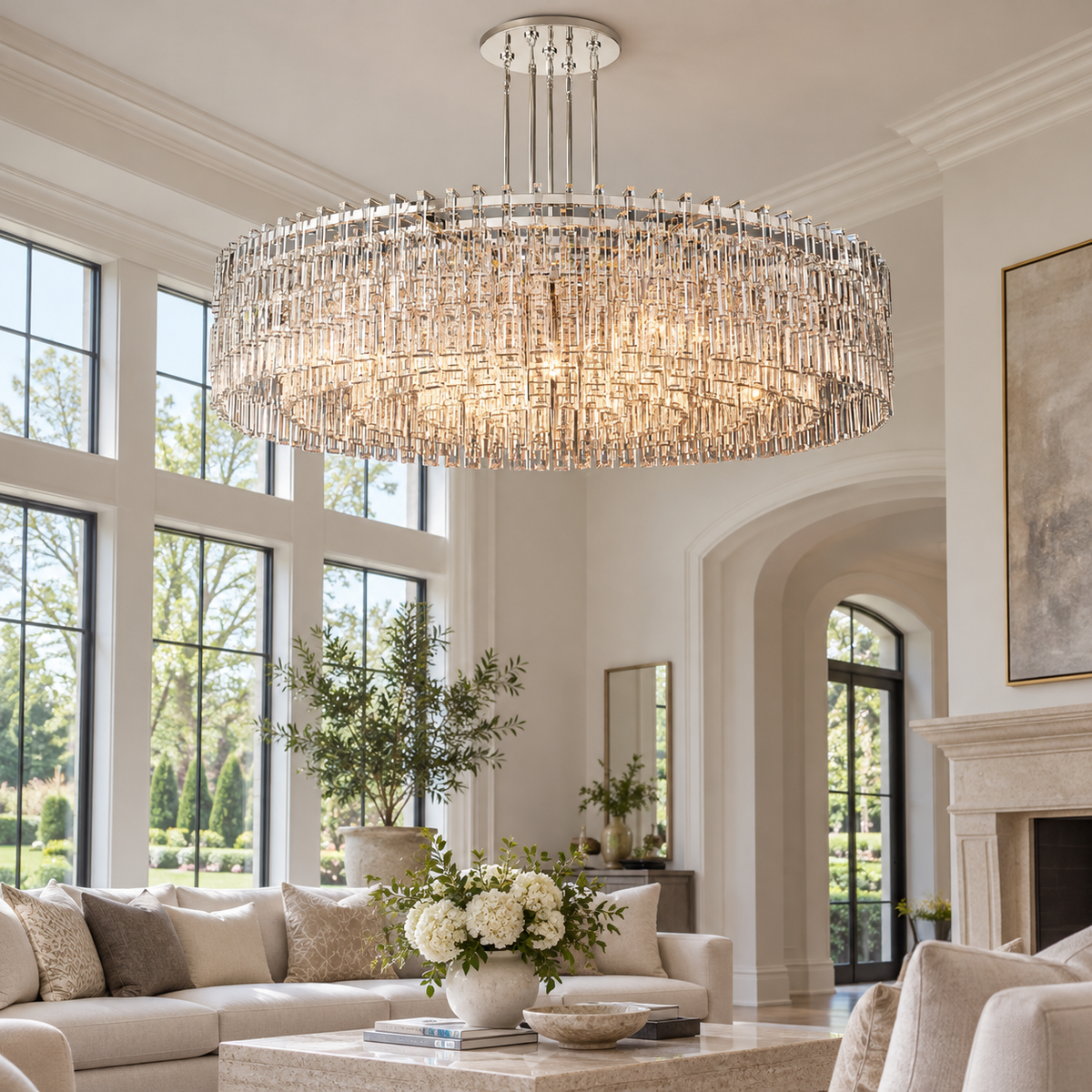Marignan K9 Crystal Round Chandelier 60" — lifestyle visualization