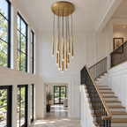 Aquitaine Round Chandelier 24" installed in a naturally lit spacious American villa