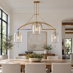 Fulcrum Linear Chandelier 73" 3-Light in a naturally lit American villa interior