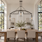 Fulcrum Linear Chandelier 85" 3-Light in a naturally lit American villa interior
