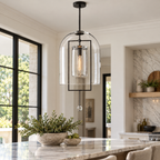 Fulcrum Utilitaire Grand Pendant Light 32" in a naturally lit American villa interior