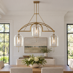 Fulcrum Linear Chandelier 61" 3-Light in a naturally lit American villa interior