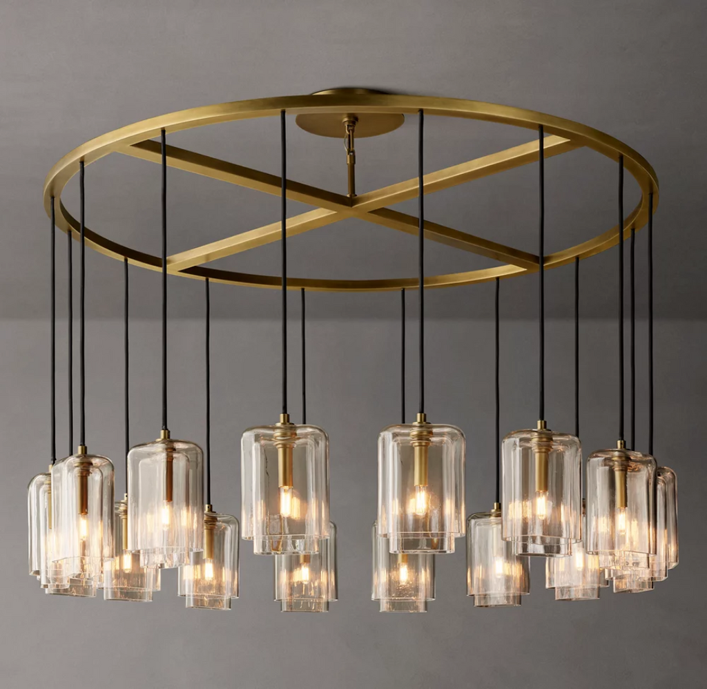 Lacour Amber/Clear Glass Round Chandelier 60"