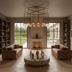 Lacour Amber/Clear Glass Round Chandelier 60"