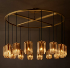Lacour Amber/Clear Glass Round Chandelier 60"