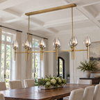 Tulip Linear Chandelier 65", Dining Room Chandelier in an American luxury home with natural daylight