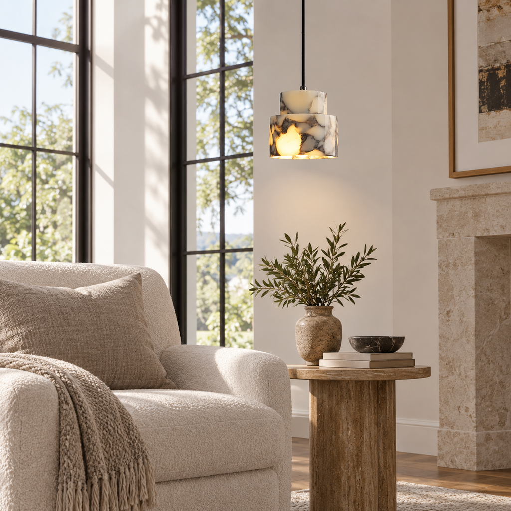 Zaira lighting installed in a bright American luxury home