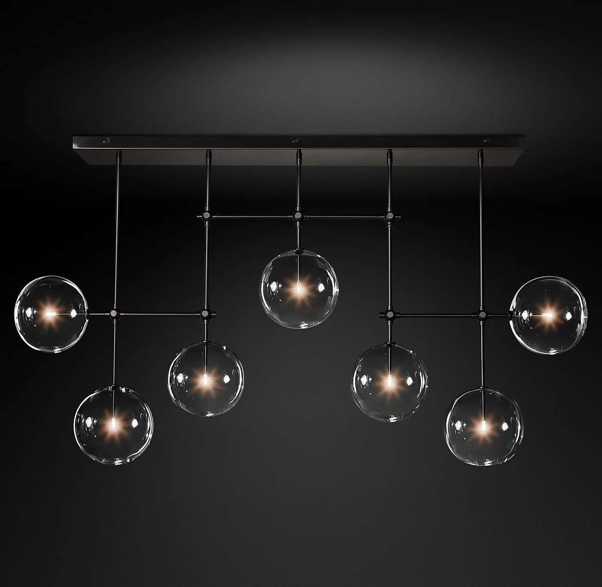 Fulcrum Glass Globe Mobile Linear Chandelier 60"