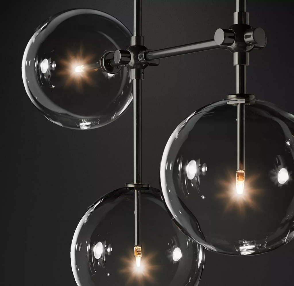 Fulcrum Glass Globe Mobile Linear Chandelier 60"