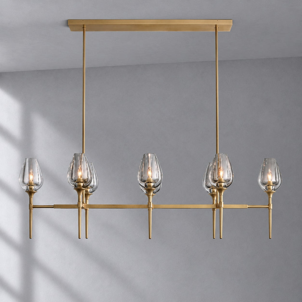Tulip Linear Chandelier 52", Island Chandelier Over Kitchen Table