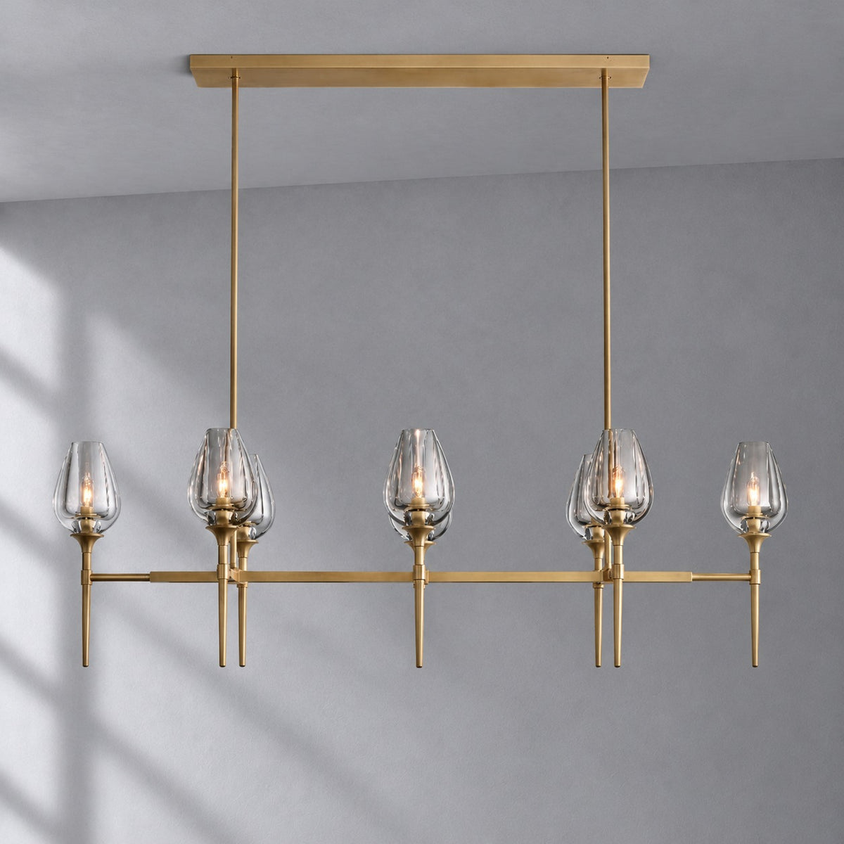 Tulip Linear Chandelier 52", Island Chandelier Over Kitchen Table