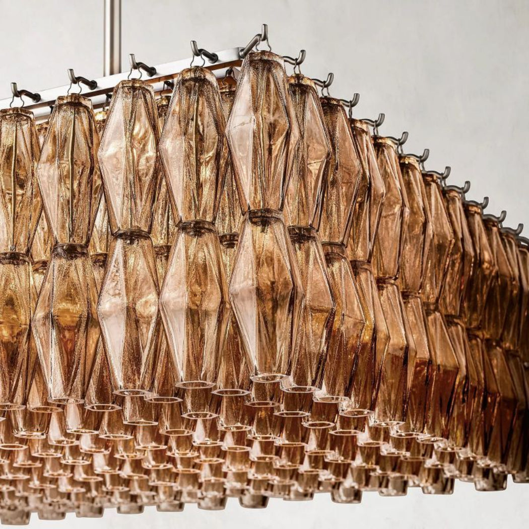 Chiaray Smoke Glass Rectangular Chandelier 74"