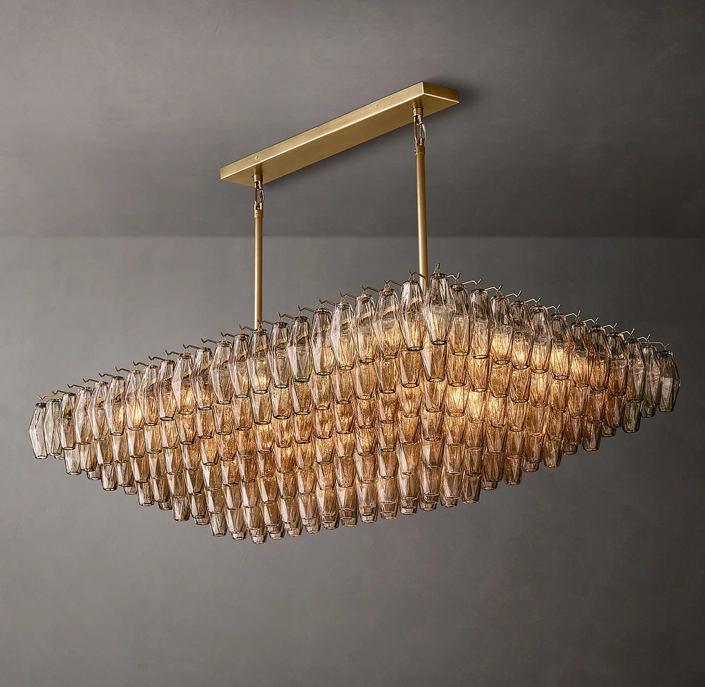 Chiaray Glass Multi-Tier Rectangular Chandelier 54"W