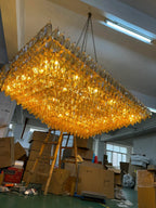 Chiaray Glass Multi-Tier Rectangular Chandelier 54"W
