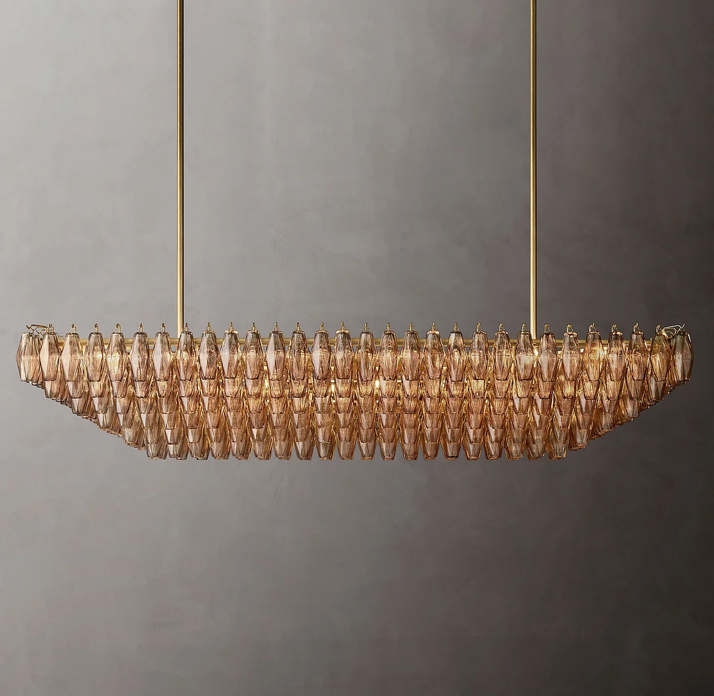 Chiaray Glass Tiered Rectangular Chandelier 74"