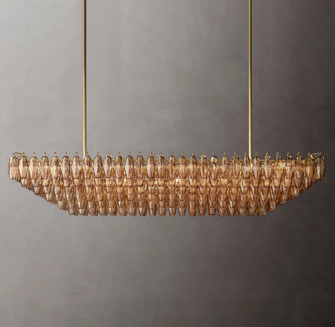 Chiaray Glass Tiered Rectangular Chandelier 74"