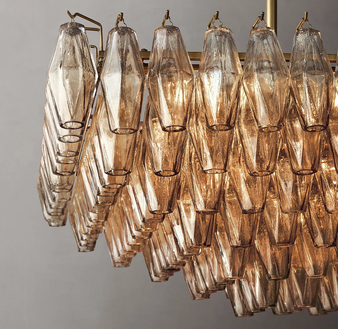 Chiaray Glass Tiered Rectangular Chandelier 74"